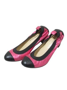 Chanel 12A Ballet Shoes Pumps c Metallic Pink 35